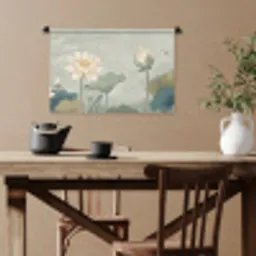 Lotus - Bloemen - Groen Wandkleed katoen klein -sfeer6