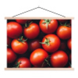 Groente - Rood - Tomaten textielposter latten blank klein -3d
