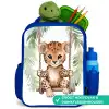 Luipaard - Dier - Kinderen - Jungle Kinderrugzak - Blauw middel -inhoud_NL