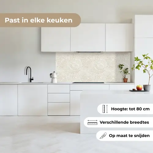 Bladeren - Beige - Monstera - Palm keuken achterwand 2 middel -sfeer4_NL