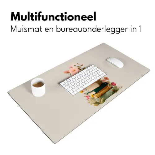 Boeken - Stapel - Bloemen - Kleurrijk Muismat XXL klein -sfeer4