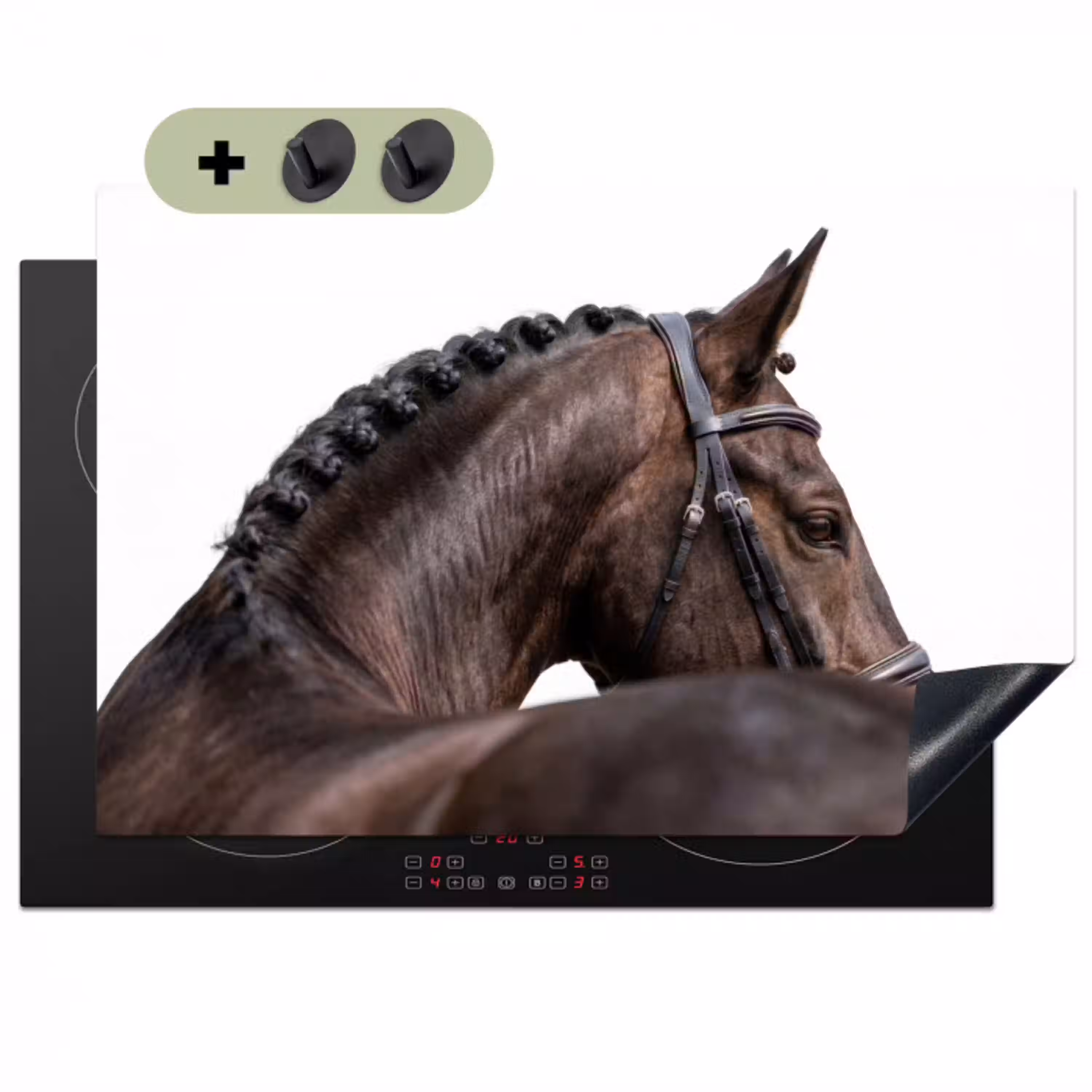 Portret - Paard - Elegant Inductie beschemer met haakjes klein -3d