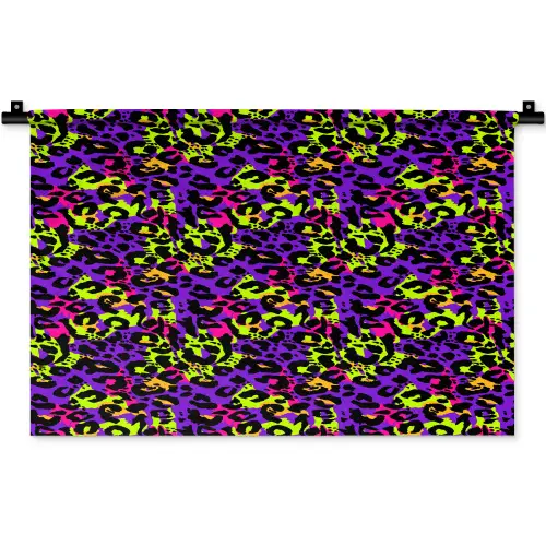 Paars - Neon - Dieren - Panter Wandkleed katoen klein 269 -zz3d