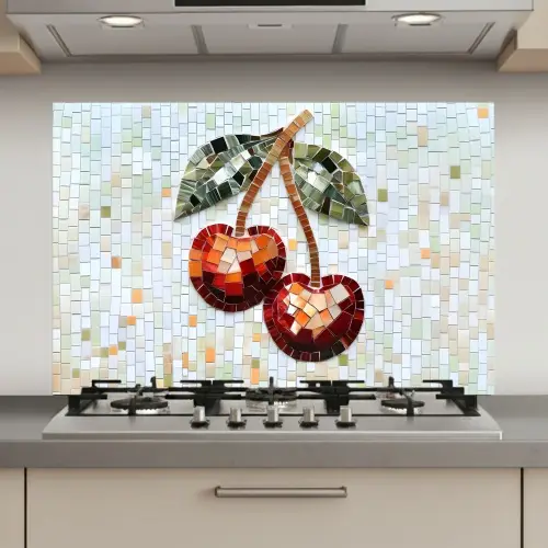 Kersen - Rood - Mozaïek - Blaadjes keuken achterwand spatscherm klein -3d_website
