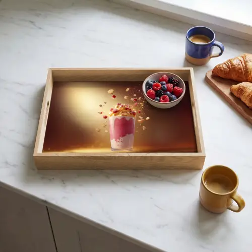 Framboos - Smoothie - Drinken - Roze Dienblad Rechthoek middel -sfeer2