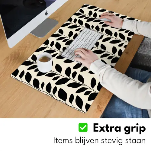 Botanisch - Dessin - Zwart - Beige Muismat XXL klein 681 -sfeer3