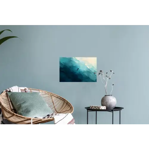 Zee - Silhouet - Abstract - Blauw Muursticker klein -plant