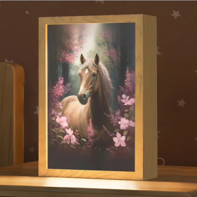 Kids’ Night Light - Horse - Flowers - Pink - Nature - Forest