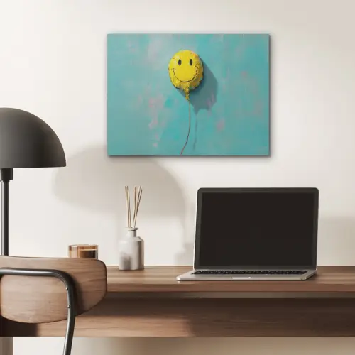 Ballon - Geel - Smiley PET vilt klein -sfeer5