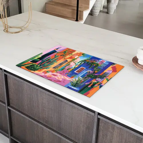 Geel - Blauw - Oranje - Huis Inductie beschermer vinyl 3mm klein -sfeer8