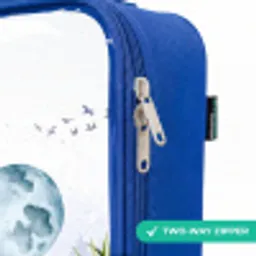 Busje met allemaal dieren Kinderkoffer - Blauw klein -rits_EN