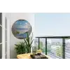 Doorkijk - Strand - Raam - Duinen - Zee Wandcirkel tuinposter met ringen klein -buiten1