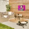 Vrouw - Portret - Abstract - Paars Tuinposter op houten frame 2 cm dik klein -sfeer2