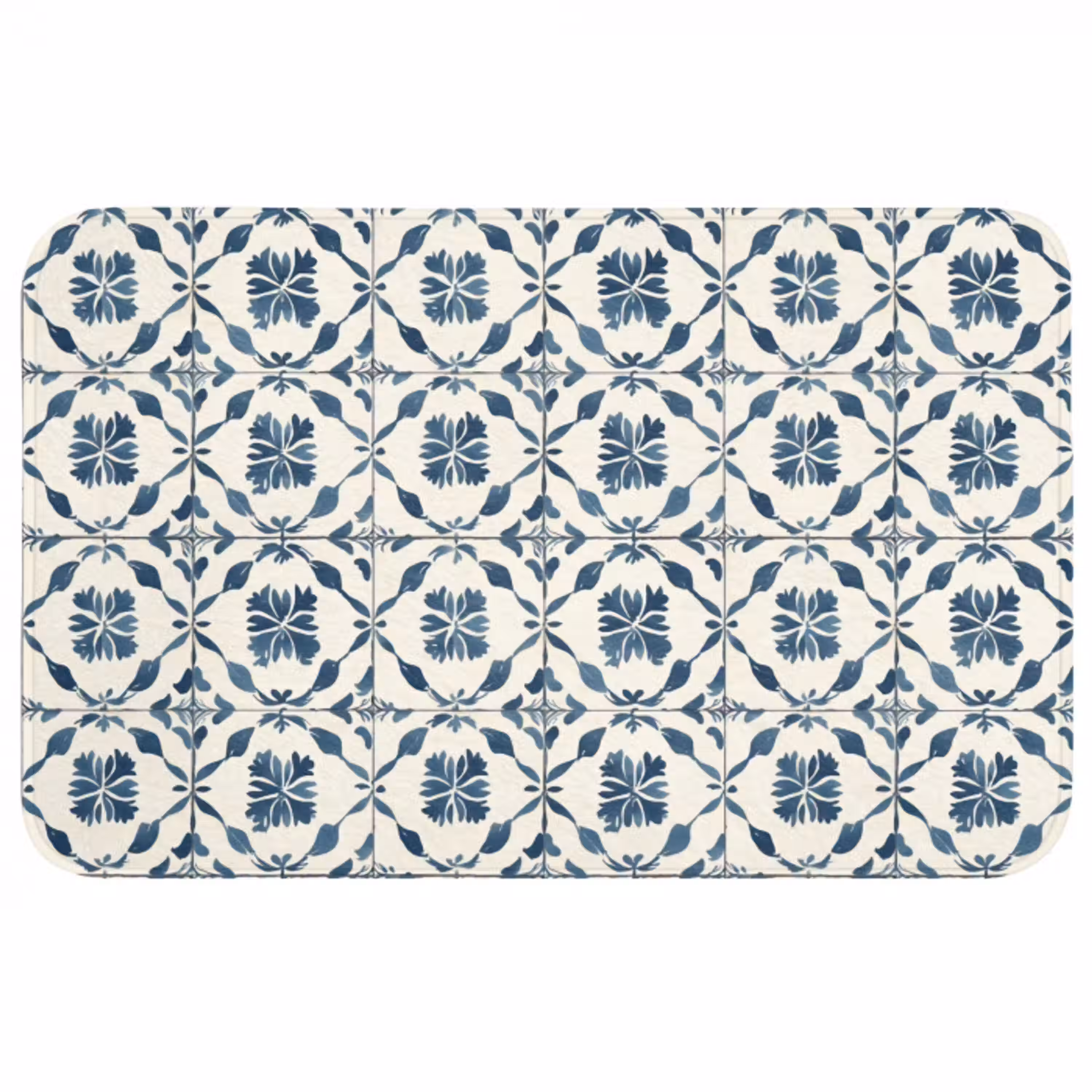 Grafisch - Tegel - Blauw Badmat middel 997 -3d