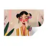 Vrouw - Bloemen - Pastel Muursticker klein -3d