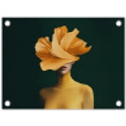 Vrouw - Hoed - Geel tuinposter los doek klein -3d