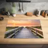 Zonsonderang - Zee - Pad - Gras - Duin - Vogels Inductie beschermer vinyl 3mm klein -sfeer5