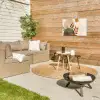 Vormen - Rond - Bladeren - Beige Tuinposter op houten frame 2 cm dik klein -sfeer2