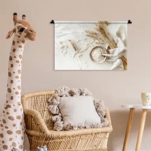Bloem - Hout - Tarwe Wandkleed katoen klein -wsfeer5_kind