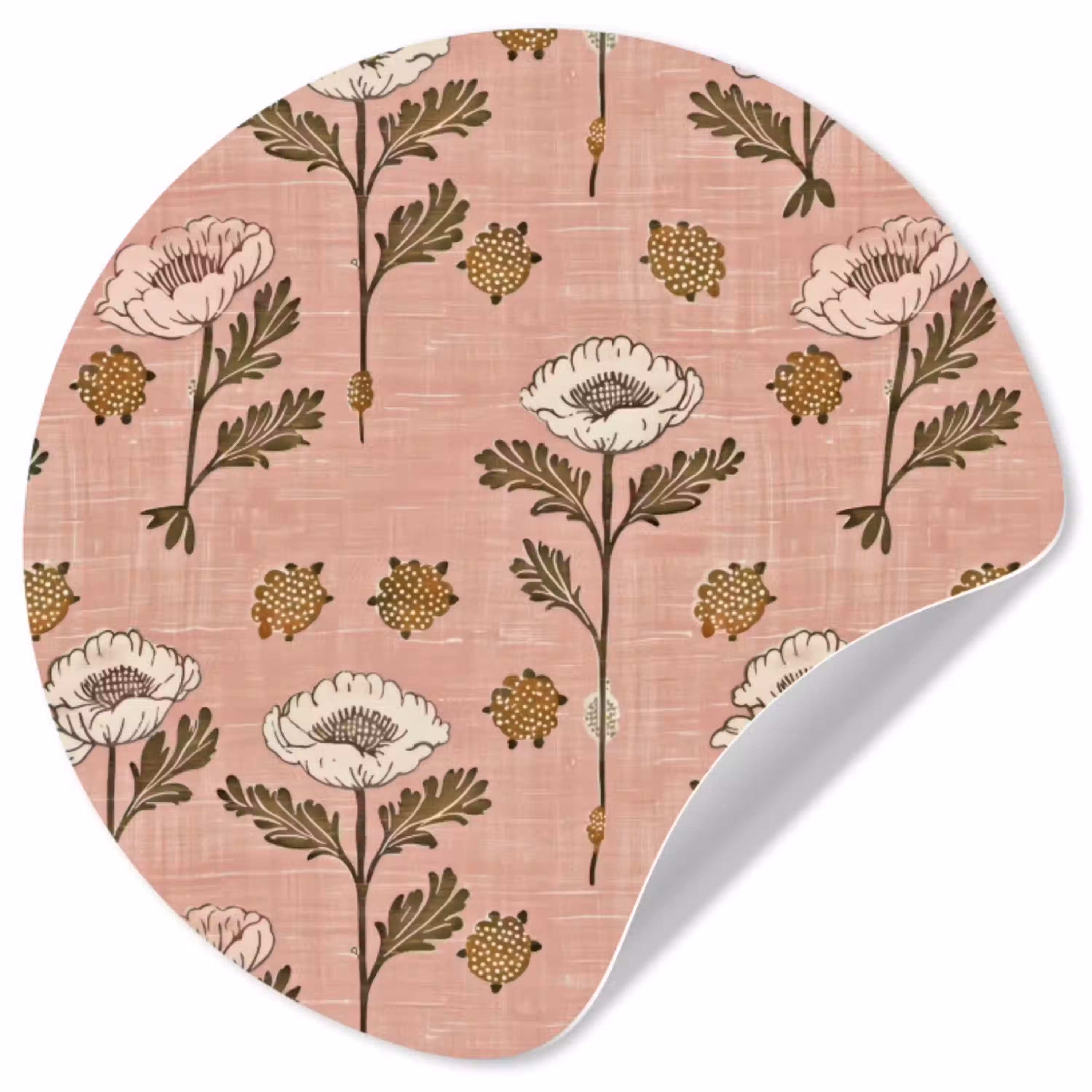 Roze - Bloemen - Vintage - Textuur Wandcirkel behangsticker klein 186 -3d