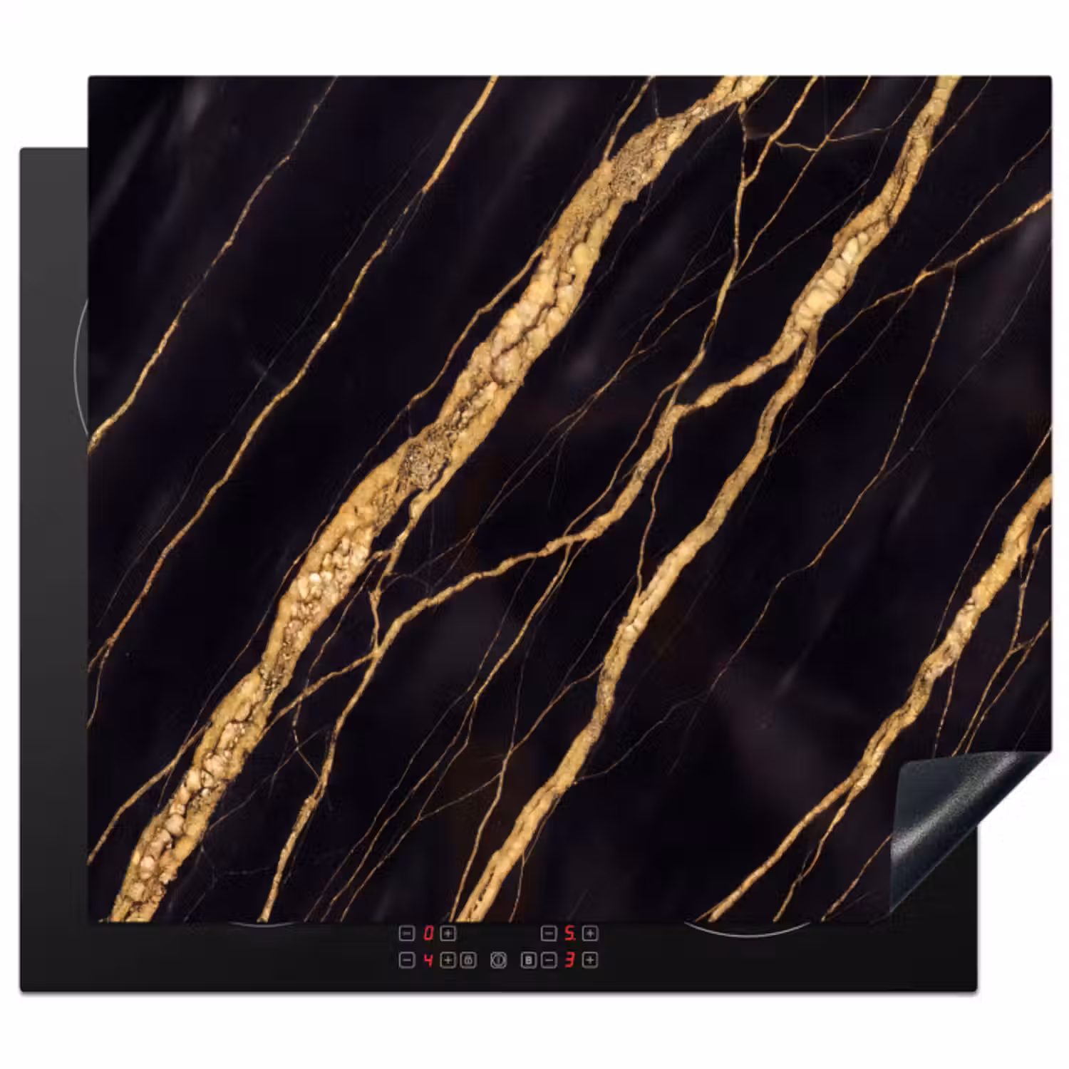 Inductie beschermer - Marmer - Goud - Textuur - Abstract - Zwart