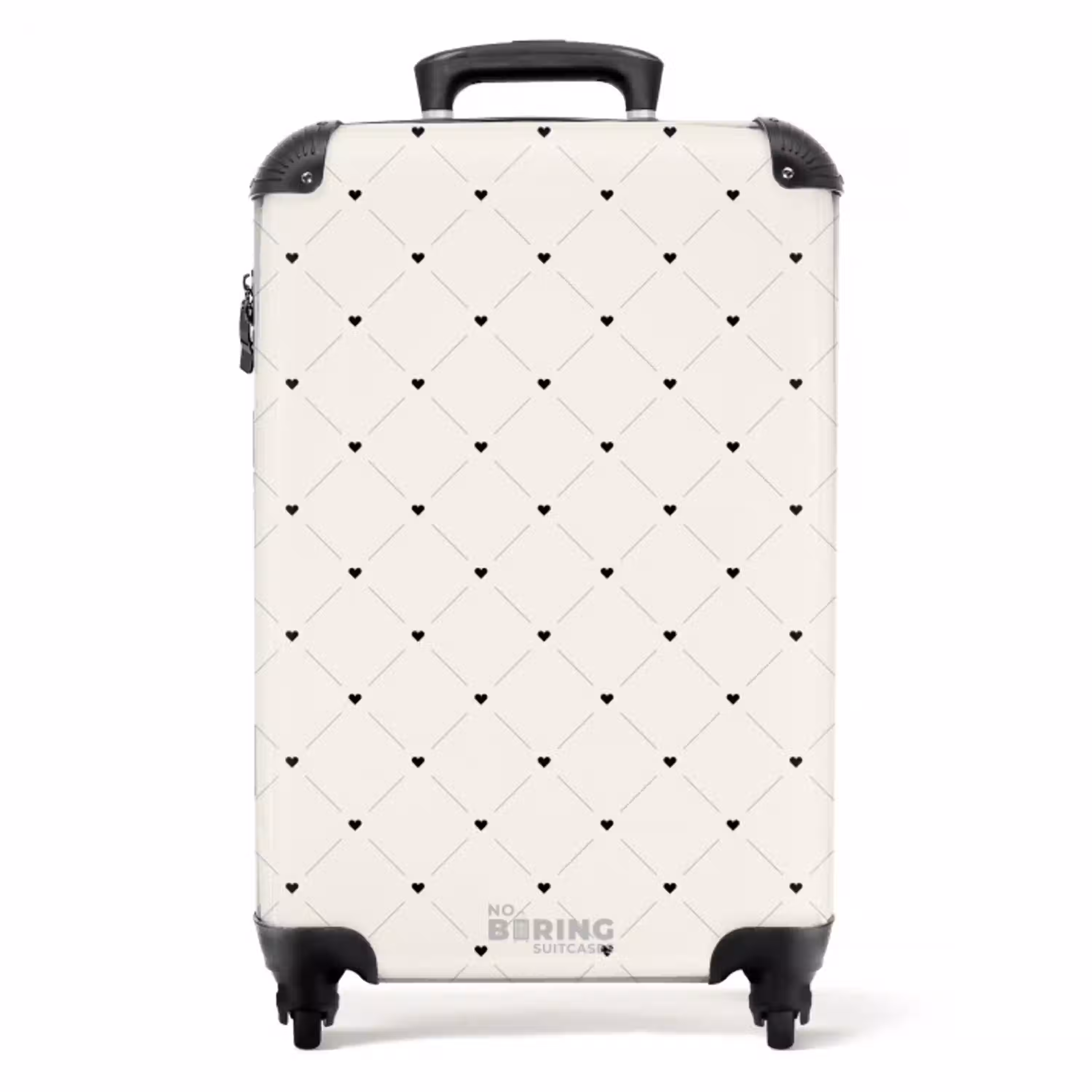 Valentijn hartenruitmotief zwart wit NBS - Handbagage koffer - Kinderen Unisex middel -productfoto_recht
