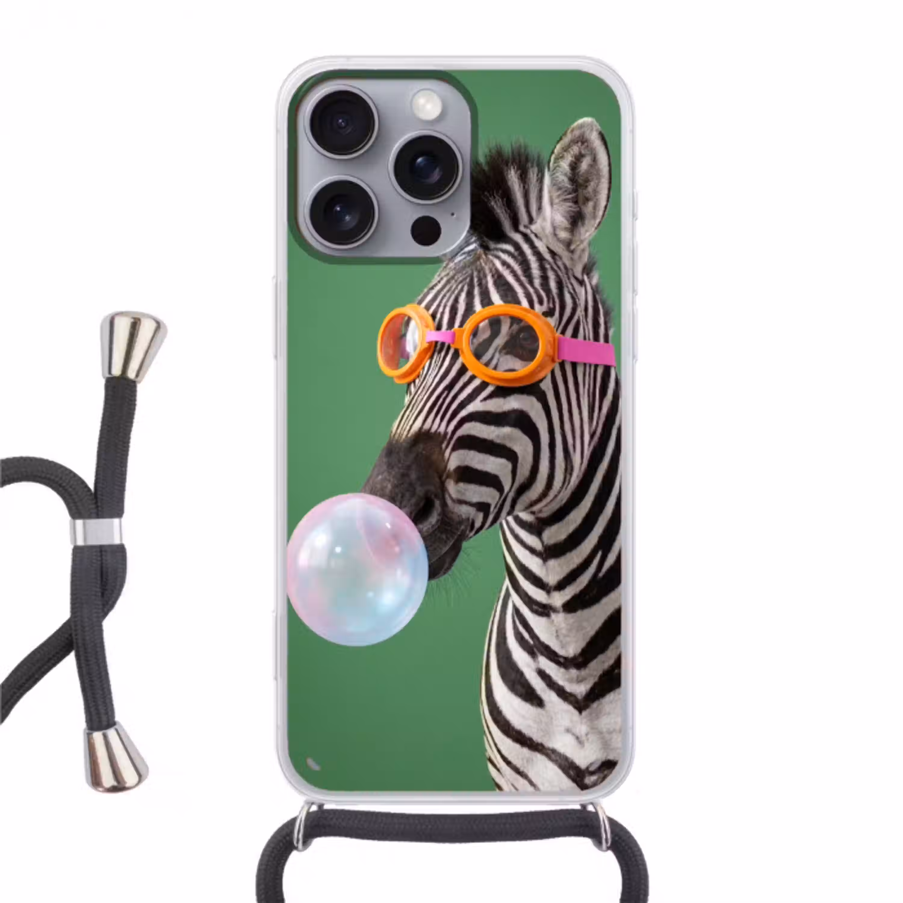 Dier - Bril - Bel - Modern - Groen Hoesje iPhone 16 Pro Max met koord klein -3d