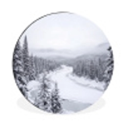 Rivier - Bevroren - Landschap - Winter Wandcirkel aluminium klein -3d