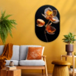 Bloem - Orchidee - Oranje Wandcirkel Ovaal Glas middel -sfeer4
