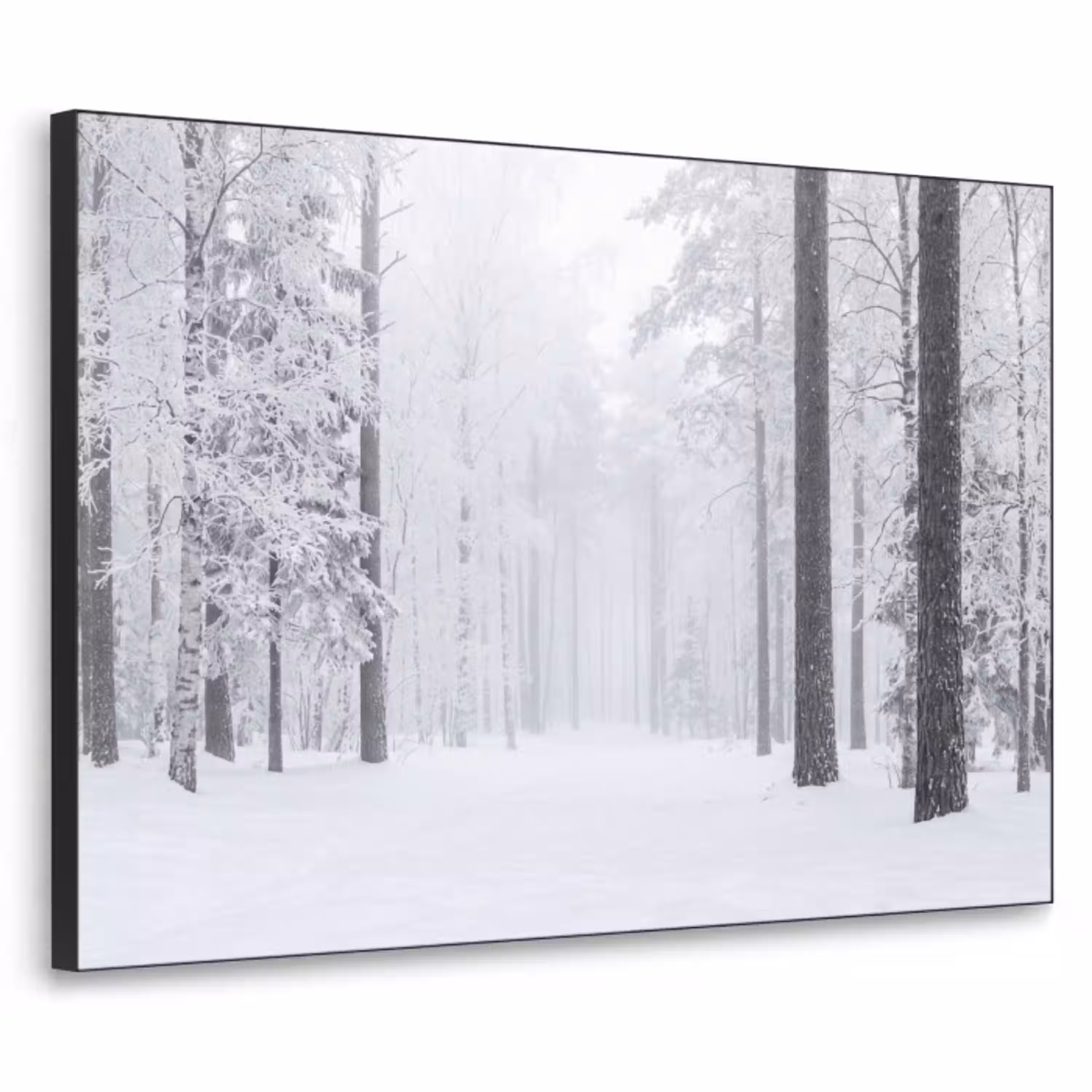 Bos - Sneeuw - Pad - Winter - Stilte Textielframe zwart klein -3d