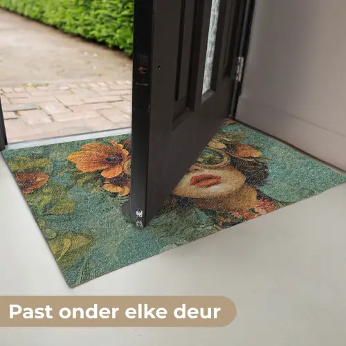 Vrouw - Bloemen - Vlinders - Natuur - Vintage Deurmat klein -USP_NL