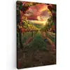Wijngaard - Druiven - Zonsondergang Tuinposter op houten frame 2 cm dik klein -3d