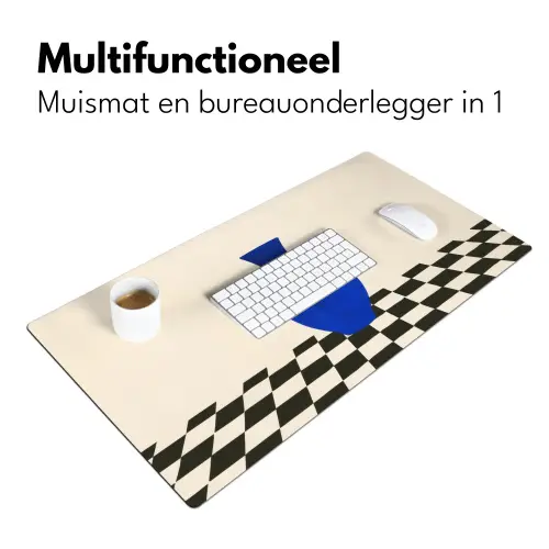 Vaas - Blauw - Geblokt - Modern Muismat XXL klein -sfeer4