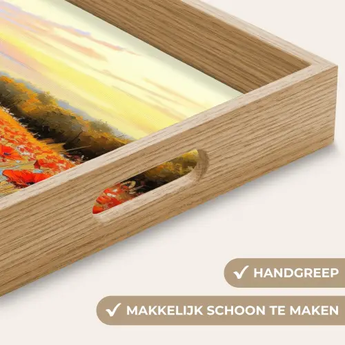 Klaproos - Bloemenveld - Kleurrijk Dienblad Rechthoek middel -USP_HandgreepNL
