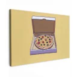 Pizza - Doos - Salami - Illustratie Tuinposter op houten frame 2 cm dik klein -3d