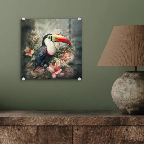 Toekan - Vogels - Bloemen - Planten - Tropisch plexiglas 5mm klein -sfeer3