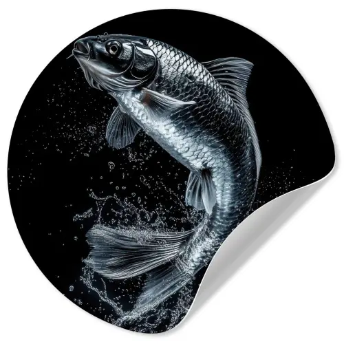 Vis - Koi - Zwart - Water Wandcirkel behangsticker klein -3d