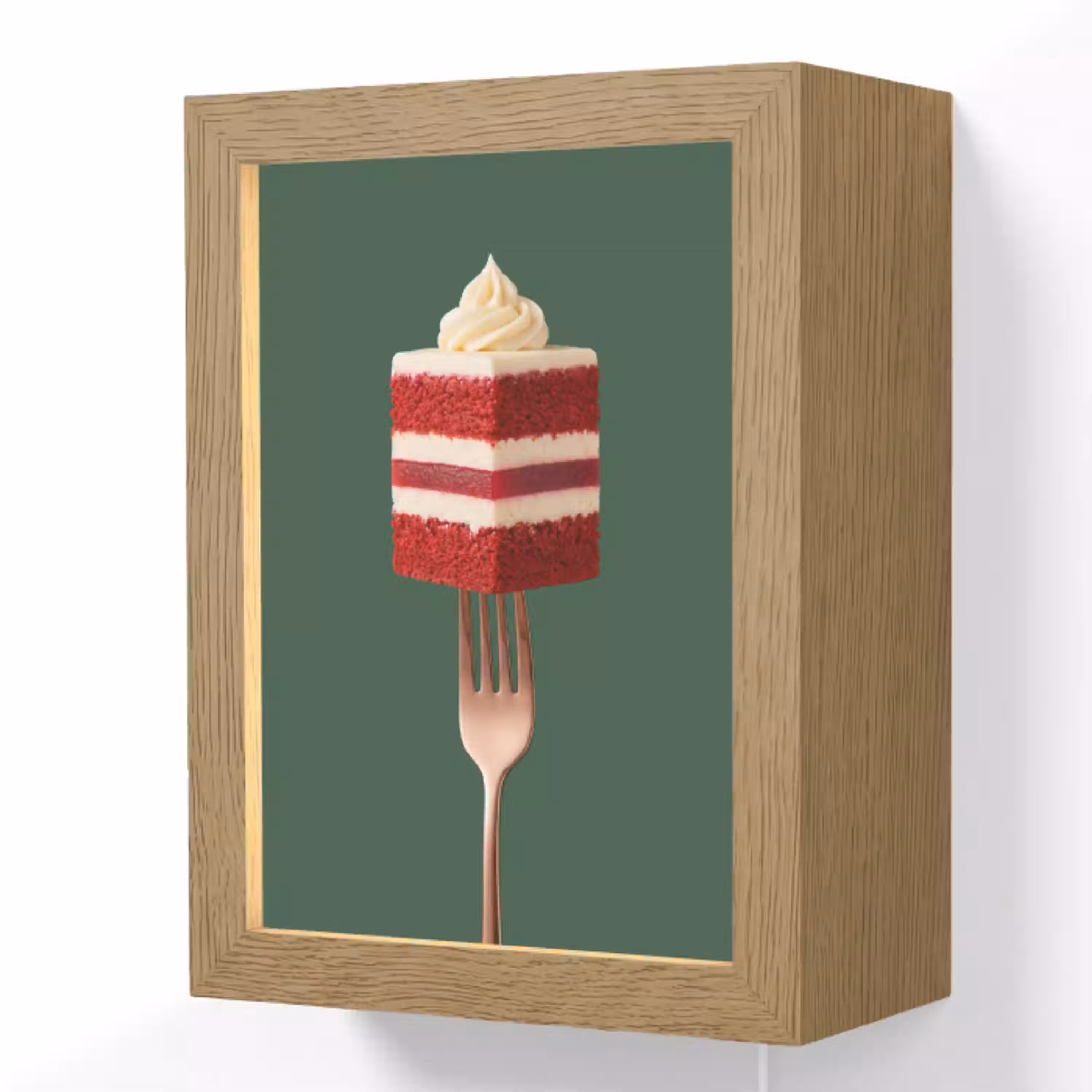 Cake - Vork - Rood Light Box met kabel (Wandlamp) klein -3d