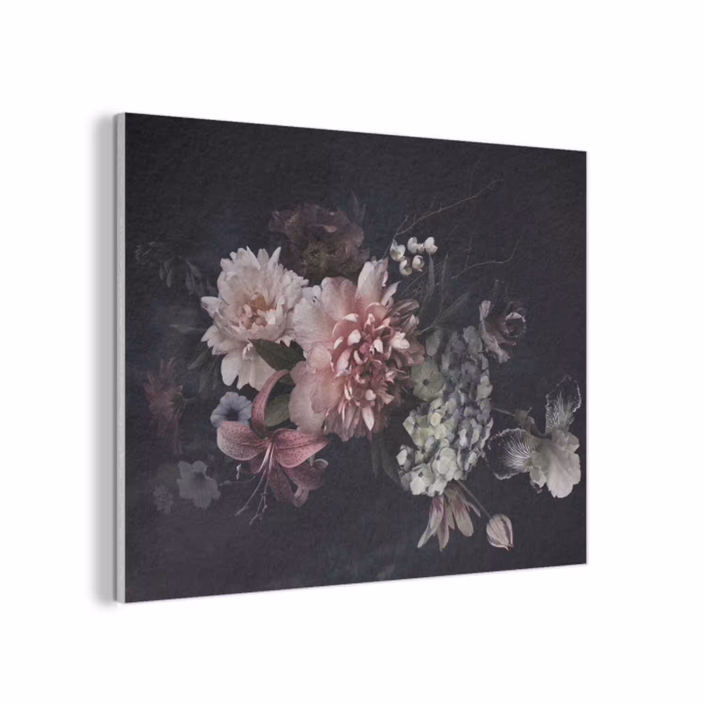 Bloemen - Vintage - Pastel - Zwart - Boeket PET vilt klein -3d