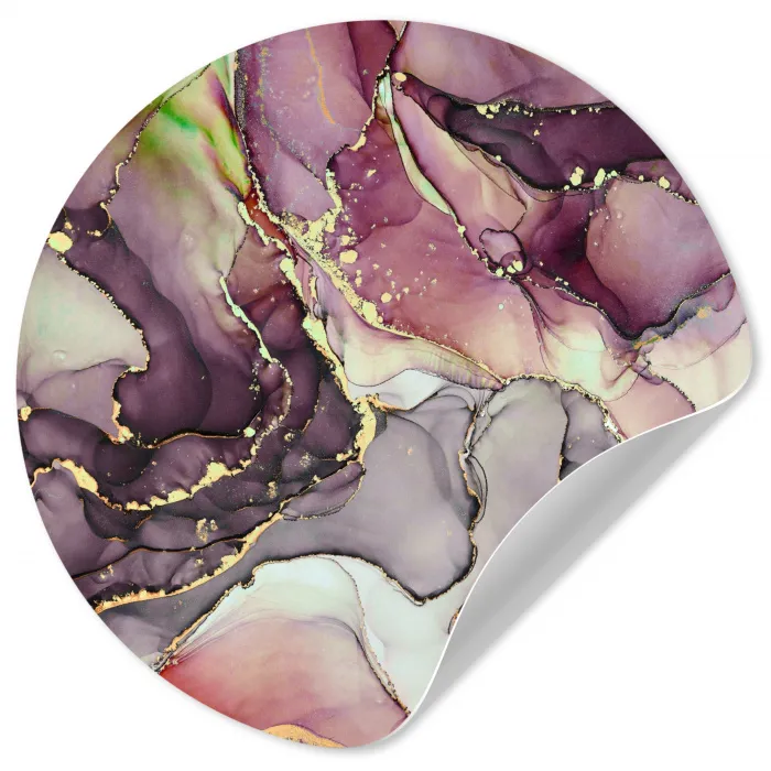 Marmer - Rood - Paars - Goud Wandcirkel behangsticker klein -3d