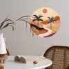 Heuvels - Palmbomen - Abstract Wandcirkel behangsticker klein -sfeer3