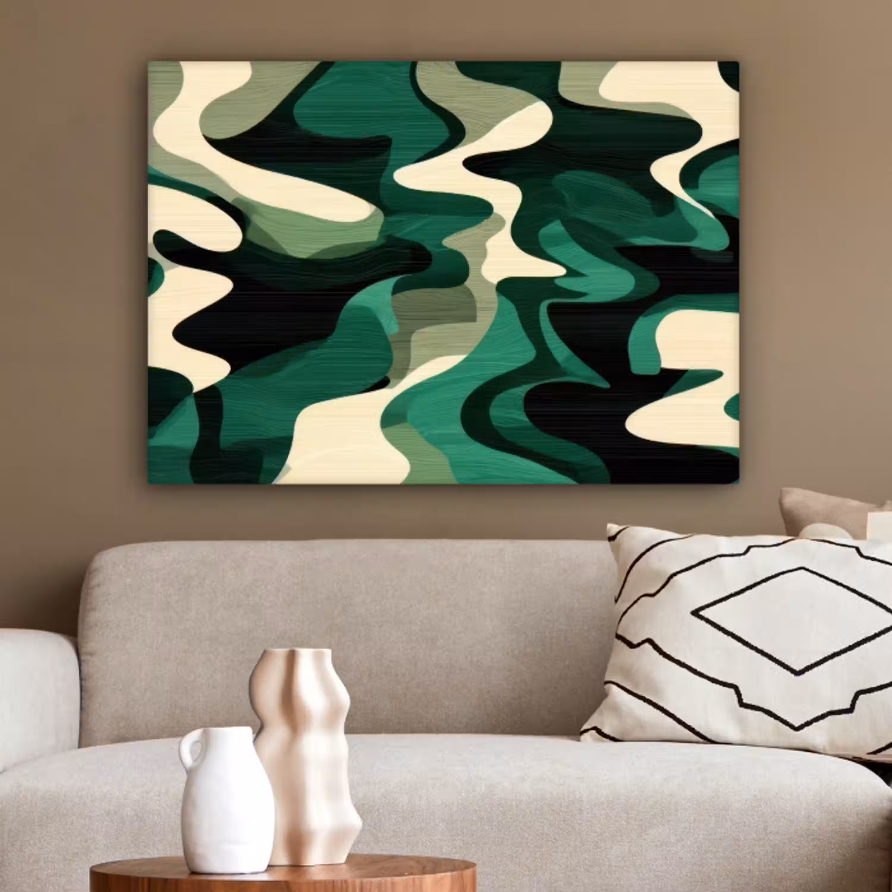 Abstract - Camouflage - Groen canvas 2cm middel -sfeer3