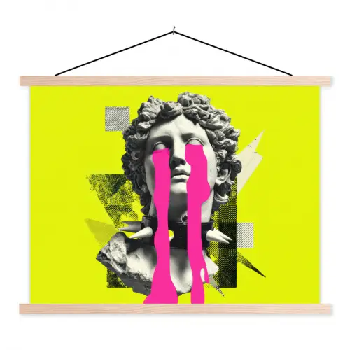 Buste - Verf - Geel textielposter latten blank klein -3d