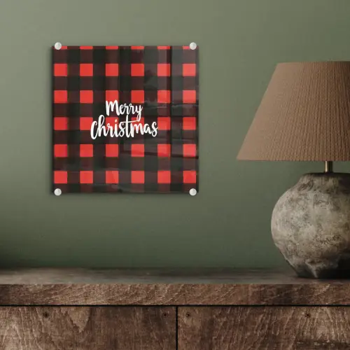 Geruit - Rood - Tekst - Christmas plexiglas 5mm klein -sfeer3