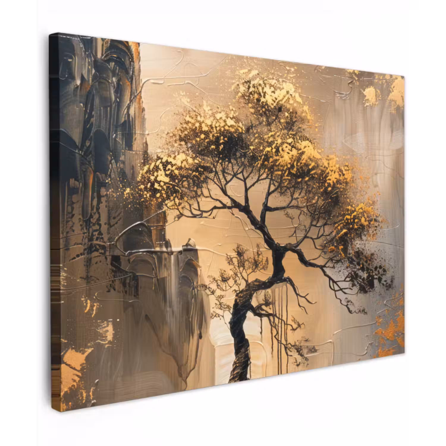 Canvas schilderij - Kunst - Boom - Goud - Modern