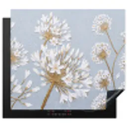 Illustratie - Bloemen - Blauw Inductie beschermer vinyl 3mm middel -3d