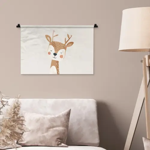Hert - Bosdieren - Beige Wandkleed katoen klein -sfeer4