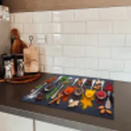Kruiden - Lepels - Culinair - Kleurrijk - Sfeervol Inductie beschermer vinyl 3mm middel -sfeer3