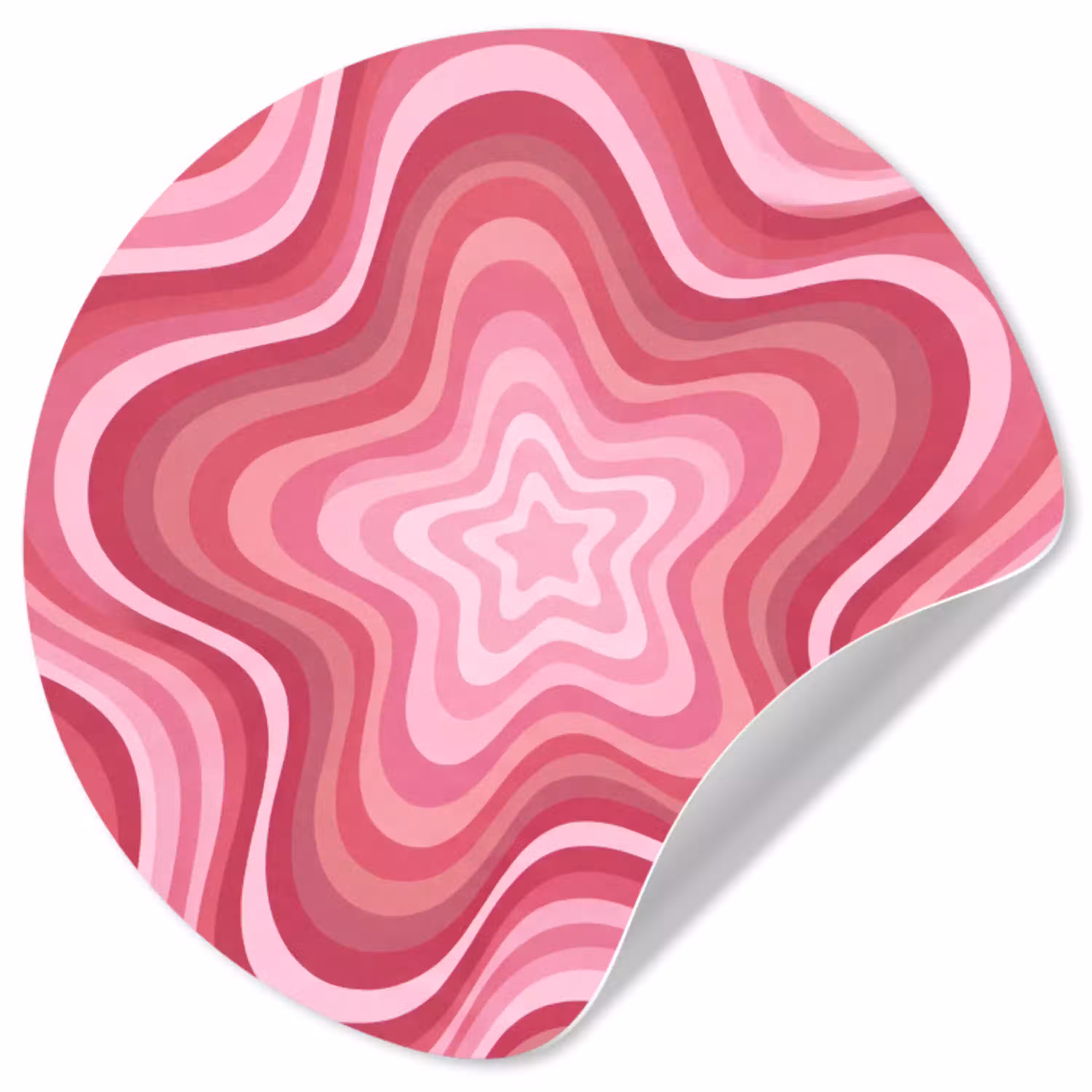 Ster - Golvend - Abstract - Roze Wandcirkel behangsticker klein -3d