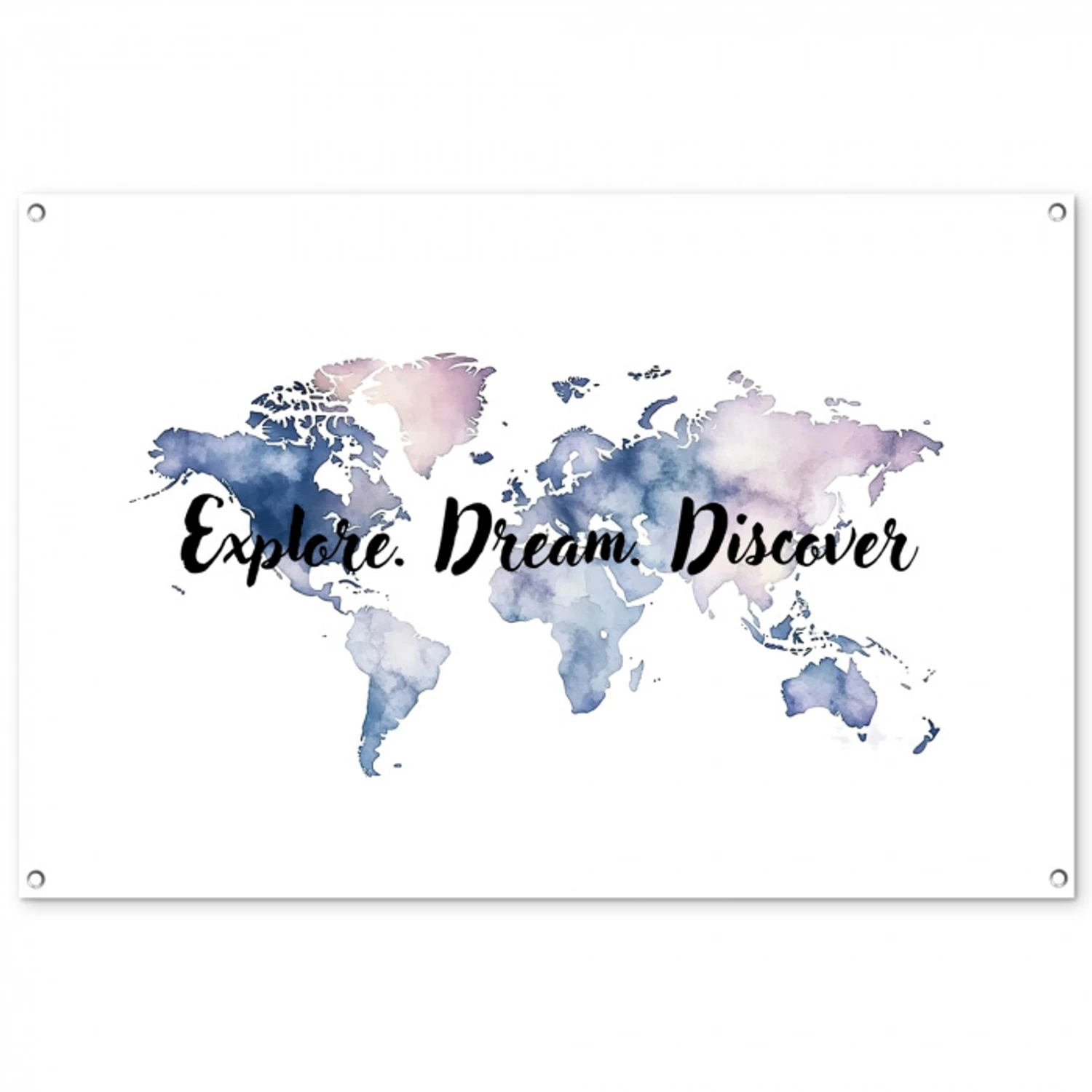 Quote - Wereldkaart - Explore - Aquarel tuinposter los doek groot -3d